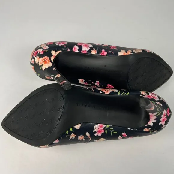Kelly & Katie Sz 10 Navy Astivia Floral Pumps Heels Flowers Spring Pumps - Picture 5 of 11